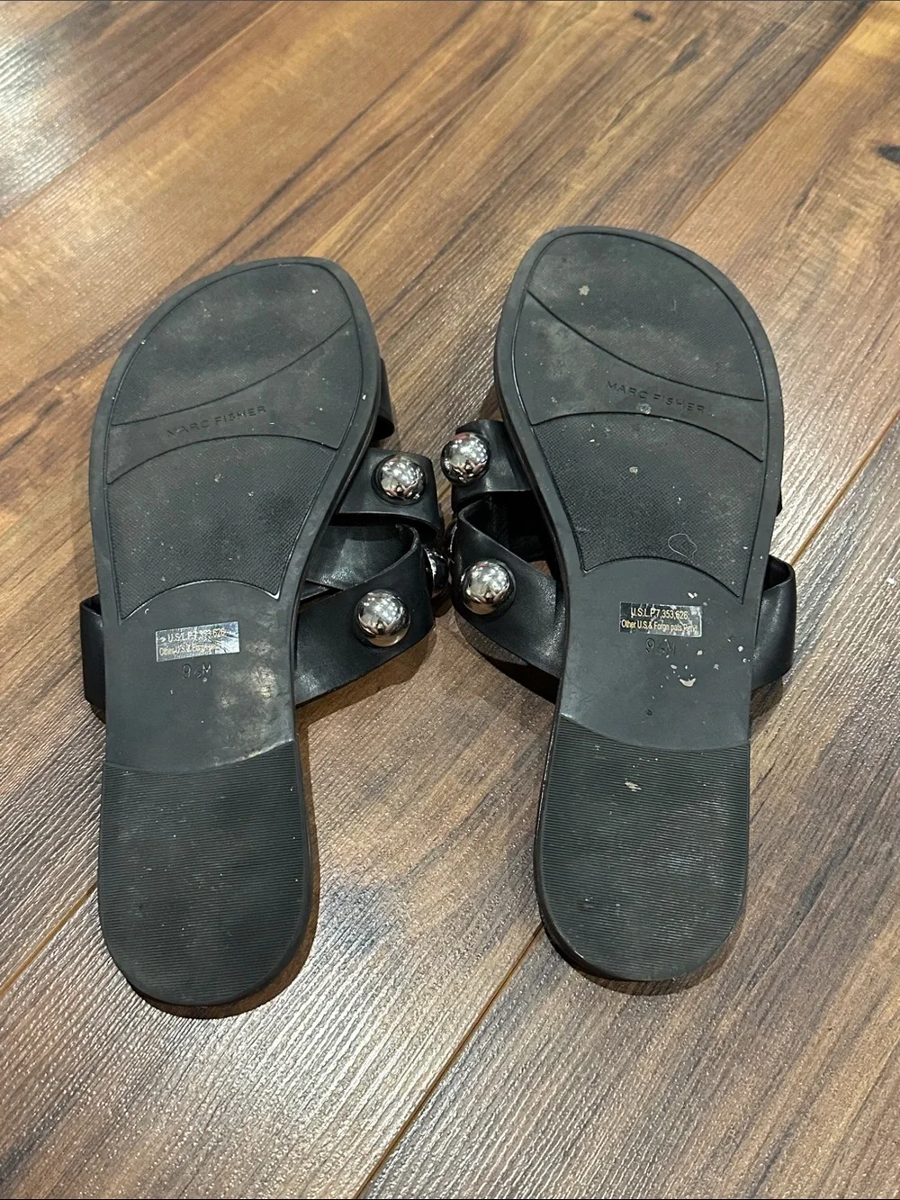 Black Slide Sandals with Silver Studs - Picture 5 of 5